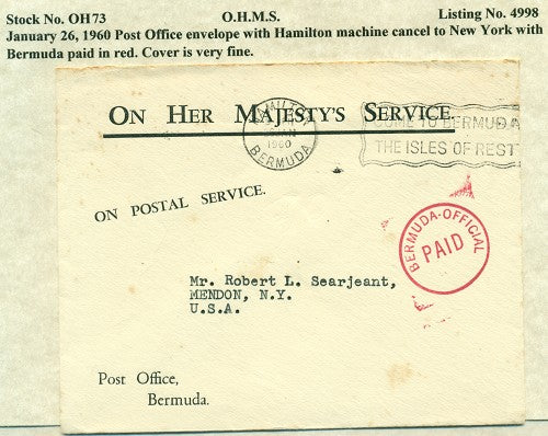 OHMS P.O. envelope January 26, 1960