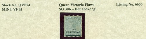 Queen Victoria Flaws Dot above 'g' SG-30b QVF 74