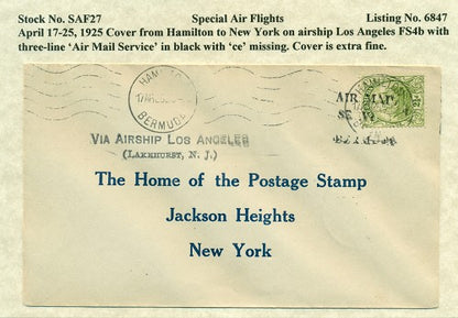 Special Air Flights April 17-25, 1925 SAF 27