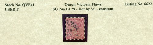 Queen Victoria Flaws Dot by 'o' SG-24a QVF 41