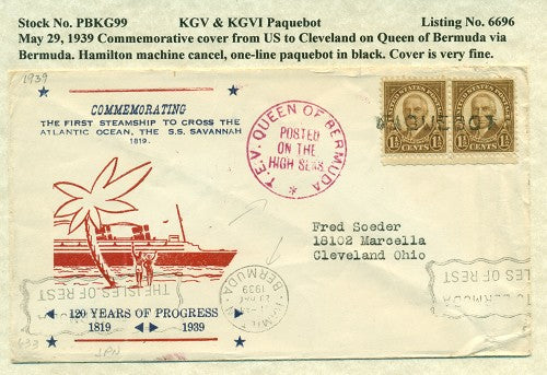 Paquebot Mail from May 29, 1939 PBM 99