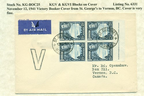 KGV & KGVI Blocks on Cover KGBC 25
