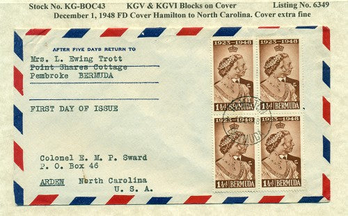 KGV & KGVI Blocks on Cover KGBC 43