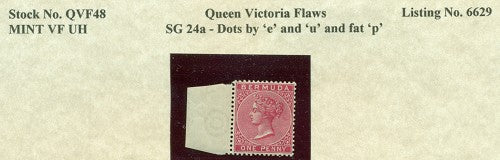 Queen Victoria Flaws Dots by 'e' and 'u' SG-24a QVF 48