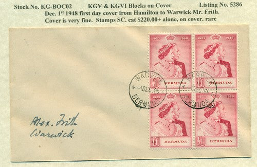 KGV & KGVI Blocks on Cover December 1st, 1948 #5286