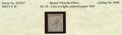 Queen Victoria Flaws Line to right SG-26 QVF 27