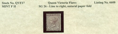 Queen Victoria Flaws Line to right SG-26 QVF 27