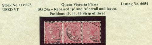 Queen Victoria Flaws Repaired 'p' and 'e' SG-24a QVF 73