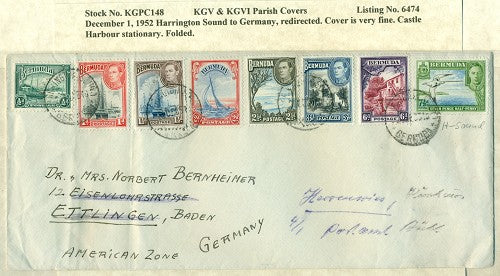 KGV & KGVI Parish Covers Harrington Sound December 1, 1952 KGPC 148