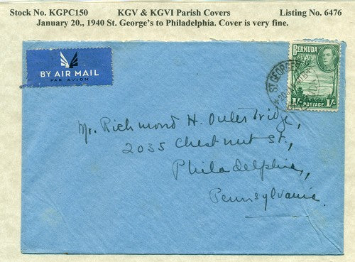 KGV & KGVI Parish Covers St. George's January 20, 1940 KGPC 150
