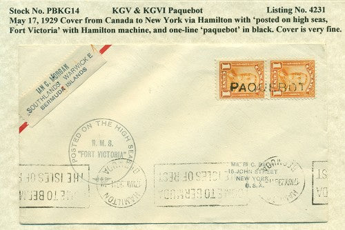 Paquebot Mail from May 17, 1929
