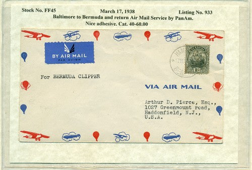 MAR 16 - 1938 Balt to Bda Return