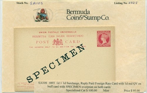 1893 one penny reply specimen