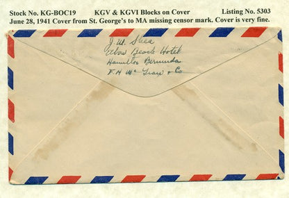 KGV & KGVI Blocks on Cover #5303