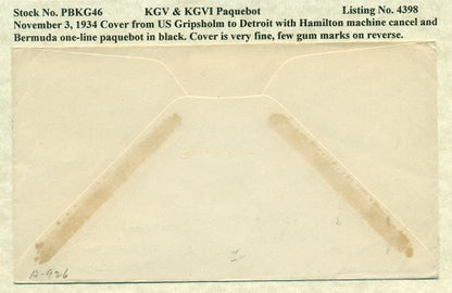 Paquebot Mail from November 3, 1934
