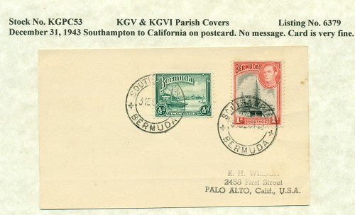 KGV & KGVI Parish Covers Southampton December 31, 1943 KGPC 53