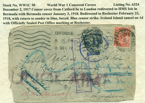 WW1 CENSOR COVER WW1C 50