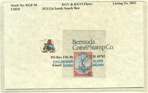 KGV & KGVI Flaws, Sandy beach flaw -KGF56