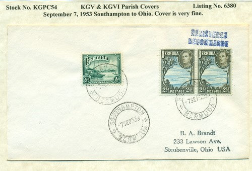 KGV & KGVI Parish Covers Southampton September 7, 1953 KGPC 54