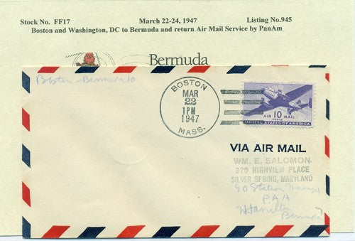 Mar 16 1938 Baltimore to Bermuda- FF17