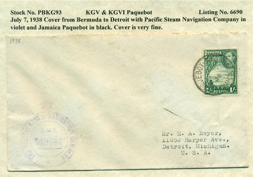 Paquebot Mail from July 7, 1938 PBM 93