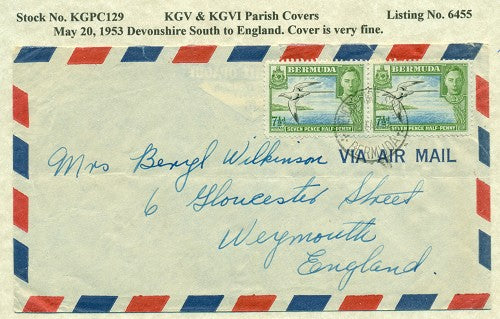 KGV & KGVI Parish Covers Devonshire South May 20, 1953 KGPC 129