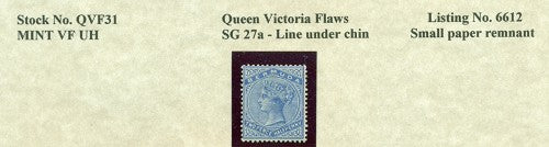 Queen Victoria Flaws Line under chin SG-27a QVF 31