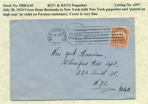 Paquebot Mail from July 30, 1934