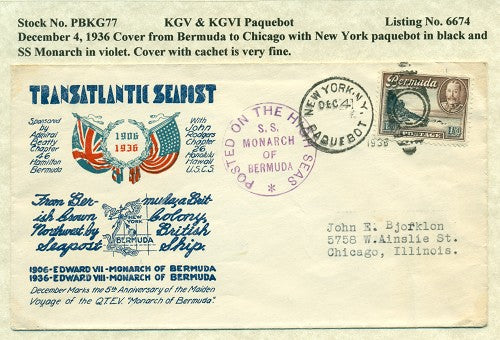 Paquebot Mail from December 4, 1936 PBM 77