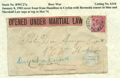 Boer War Cover - January 8, 1902 BWC 27A