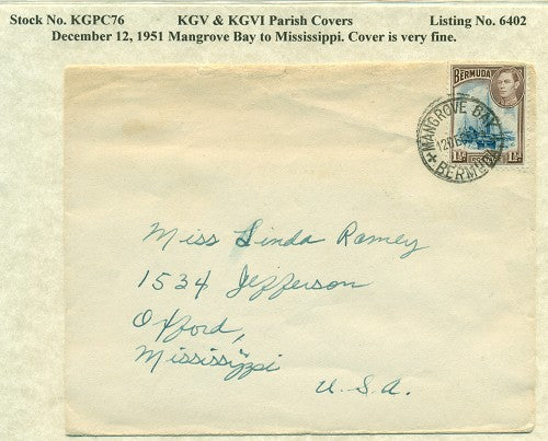 KGV & KGVI Parish Covers Mangrove Bay December 12, 1951 KGPC 76