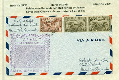 MAR 16 - 1938 Balt to Bda Canada - FF39