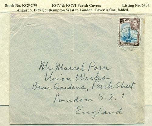 KGV & KGVI Parish Covers Southampton West August 5, 1939 KGPC 79