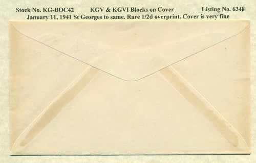 KGV & KGVI Blocks on Cover KGBC 42