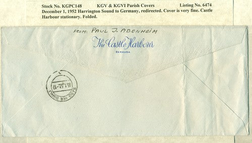 KGV & KGVI Parish Covers Harrington Sound December 1, 1952 KGPC 148