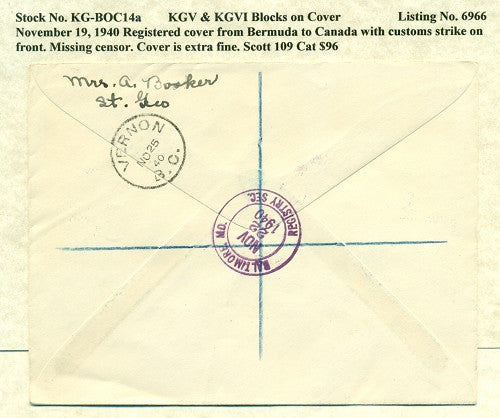 KGV & KGVI Blocks on Cover KGBC 14a
