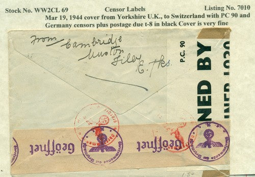 Censor Label PC90 WW2CL 69