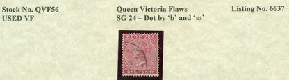 Queen Victoria Flaws Dot by 'b' and 'm' SG-24 QVF 56