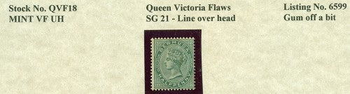 Queen Victoria Flaws Line over head SG-21 QVF 18