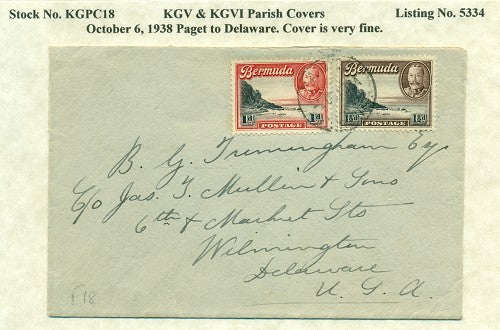 KGV & KGVI Parish Covers Paget October 6, 1938
