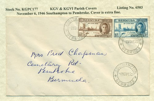 KGV & KGVI Parish Covers Southampton November 6, 1946 KGPC 177