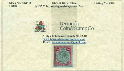 KGV & KGVI Flaws, Color flaw -KGF 11