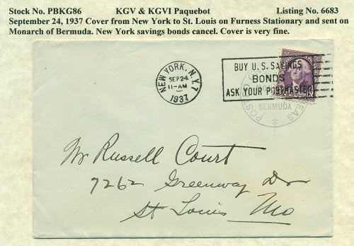 Paquebot Mail from September 24, 1937 PBM 86
