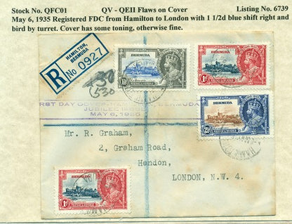 QV-QEII Flaws on Cover May 6, 1935 blue shift QFC 01