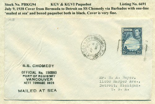 Paquebot Mail from July 9, 1938 PBM 94