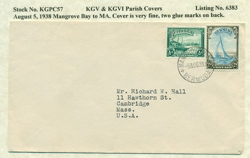 KGV & KGVI Parish Covers Mangrove Bay August 5, 1938 KGPC 57