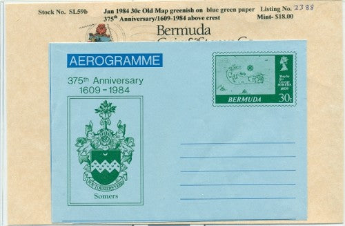 1984 Jan 30c map Air Letter