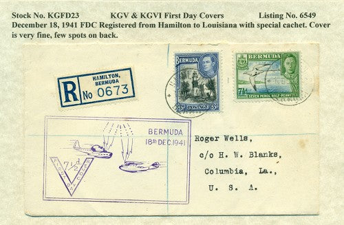 KGV & KGVI FDC Covers 12/18/1941 KG6C 23