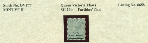 Queen Victoria Flaws Farthine flaw SG-30b QVF 77