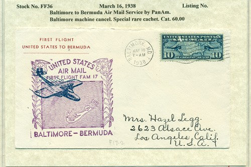 MAR 16 - 1938 Balt to Bda - FF36